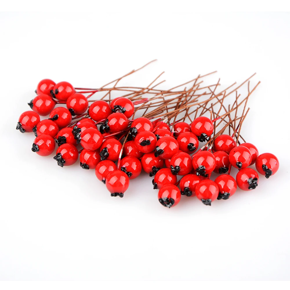 50pcs/lot Blue/Red Berry Artificial Pomegranate Fruit Stamen Scrapbooking Flower Home Wedding Decoration Box Crafts Supplies