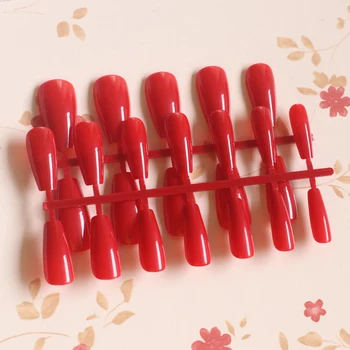 

24pcs Best selling Candy colors false nails Ballet nails Square head red 19-1329