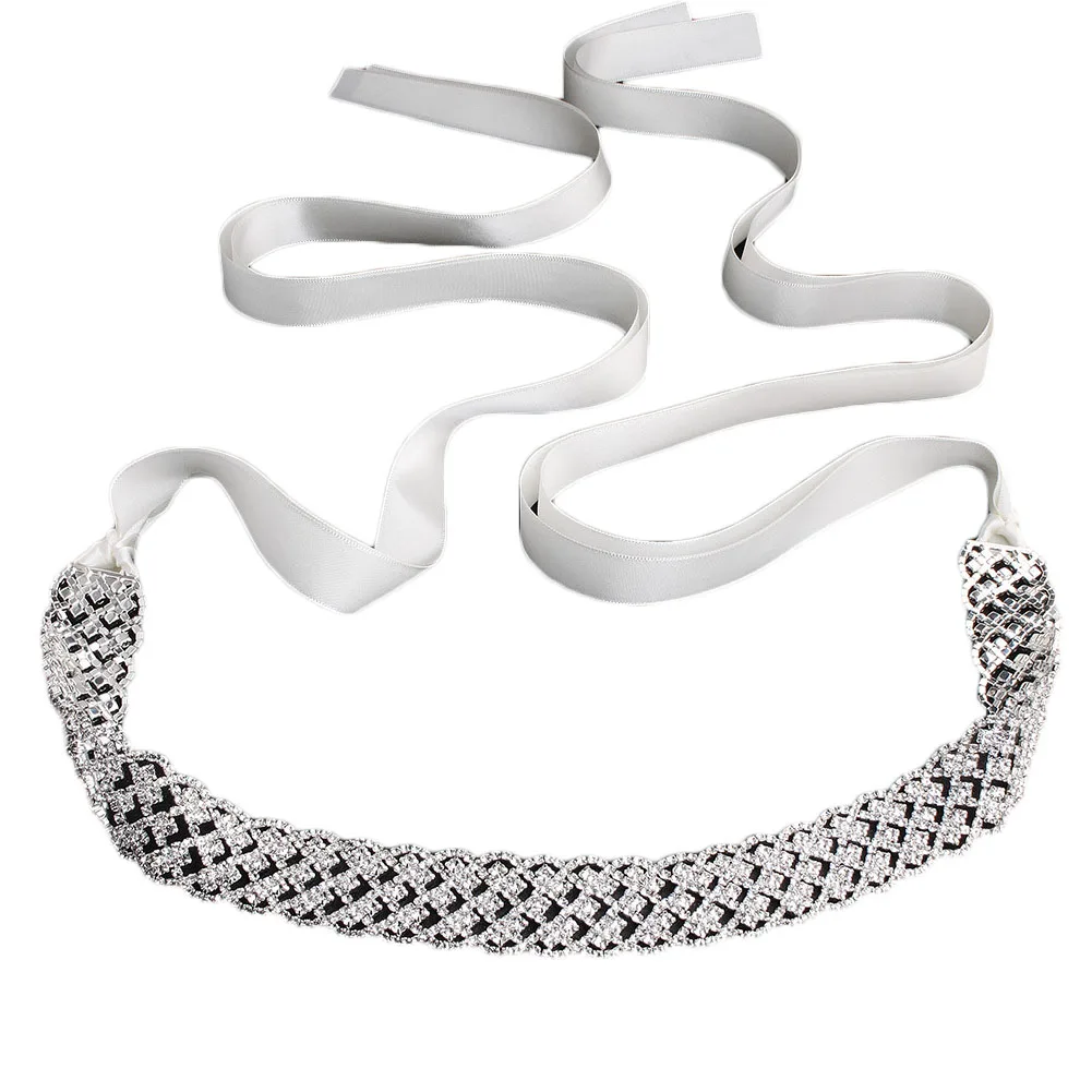 Bridal Dress Belt Rhinestone Wedding Metal Chain Girdle for Bride Bridesmaid TH36 - Цвет: Серебристый