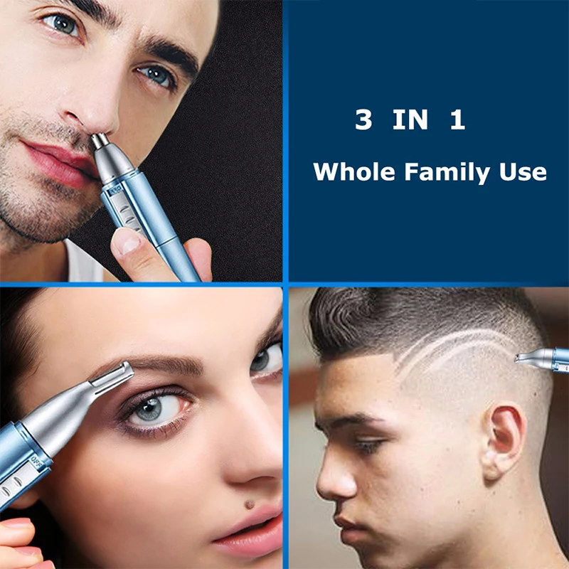 Paiter 3 в 1 перезаряжаемый триммер для бровей с ушками в носу триммер для бровей боковины изгиб триммер для волос Бритва как для мужчин, так и для девушек