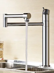 Full copper kitchen hot and cold faucet extended extension retractable folding sink faucet rotation free shipping