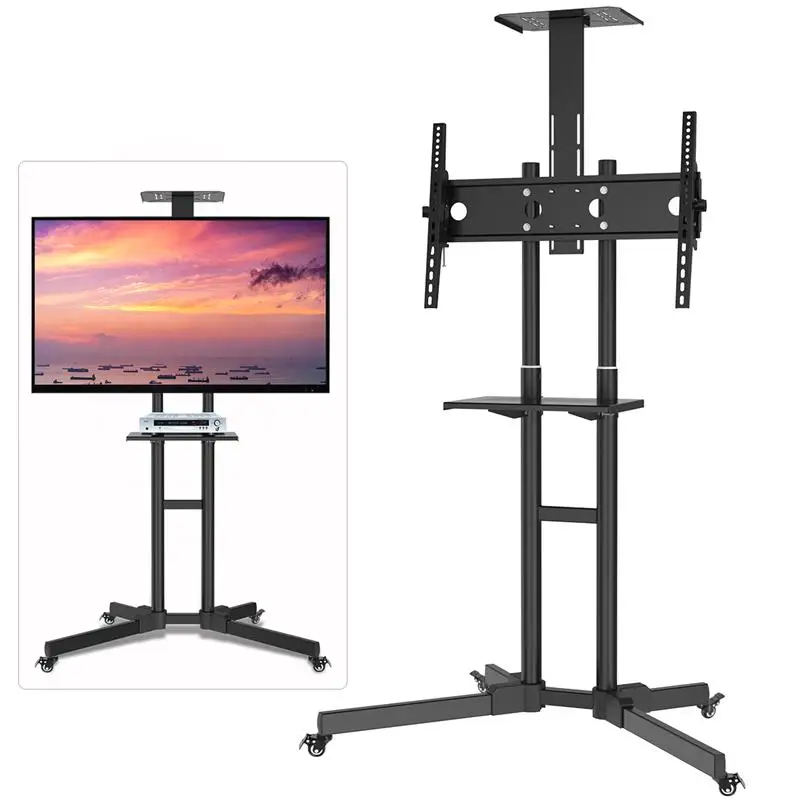 

Adjustable Mobile TV Stand Mount Bracket For 32 To 65 Inch LED /LCD /PDP TVs (Black)