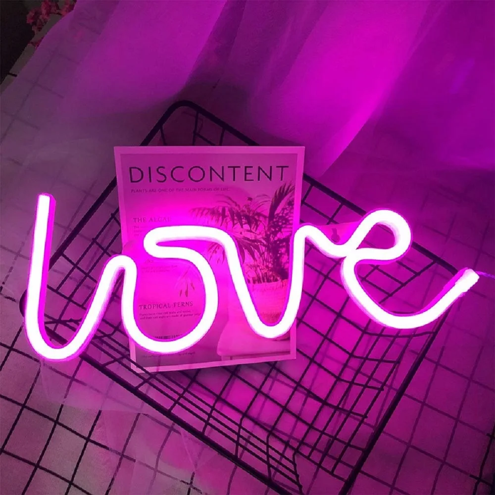 bathroom night light Love Neon Night Light Sign Lips Wall Art Sign Night Lamp Battery Box USB Powered Wedding Party Home Decor Xmas Birthday Gift nursery night light