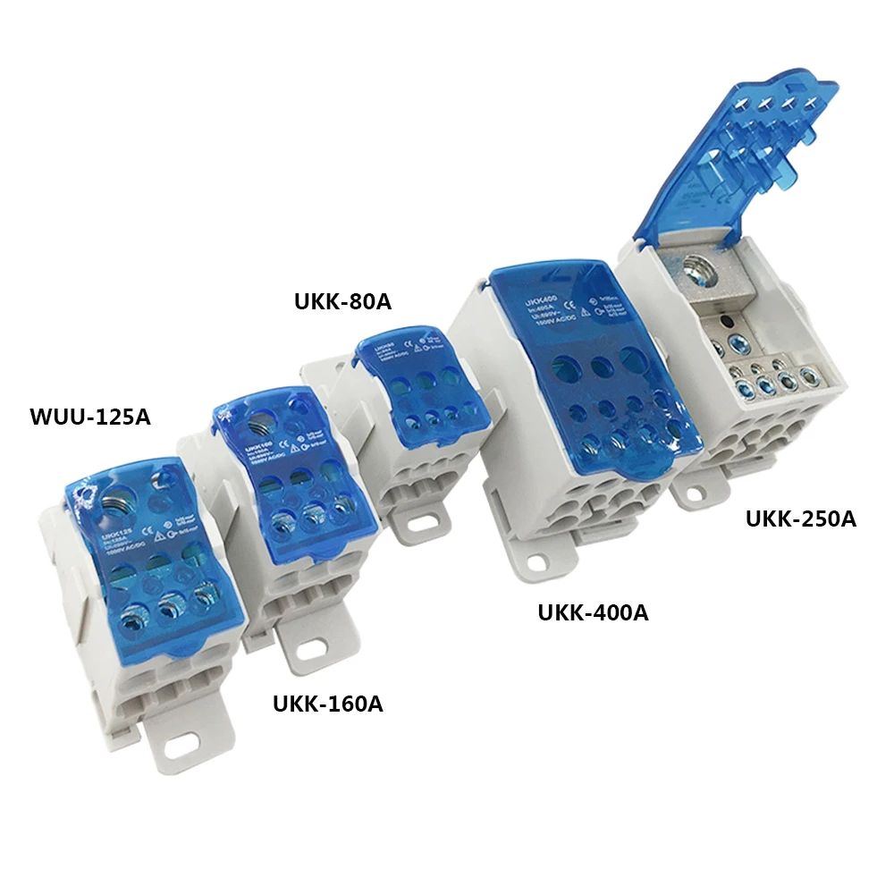 UKK80A 125A 160A 250A Клеммная колодка 1 во многих из din-рейки распределительная коробка Универсальный электрический коннектор для проводов блок питания