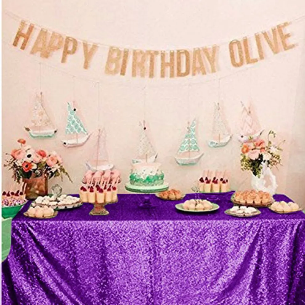 Sequin Tablecloth Purple Banquet Tablecloths for Rectangle Tables 50x80 Inch Wedding Table Cloths Fabric Table Cover for Parties