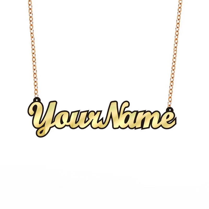 

Lateefah Fashion Trend New Sexy Custom Name Necklace Hip Hop Laser Cut Acrylic Nameplate Necklace Jewelry Gift for Women