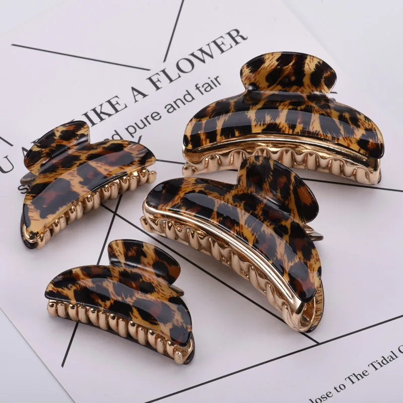 

2020 new Hair accessories For Women Leopard Pattern Acetate Sheet Hair Claw Ponytail Holders Plastic Hairpins Large Hair Clamps