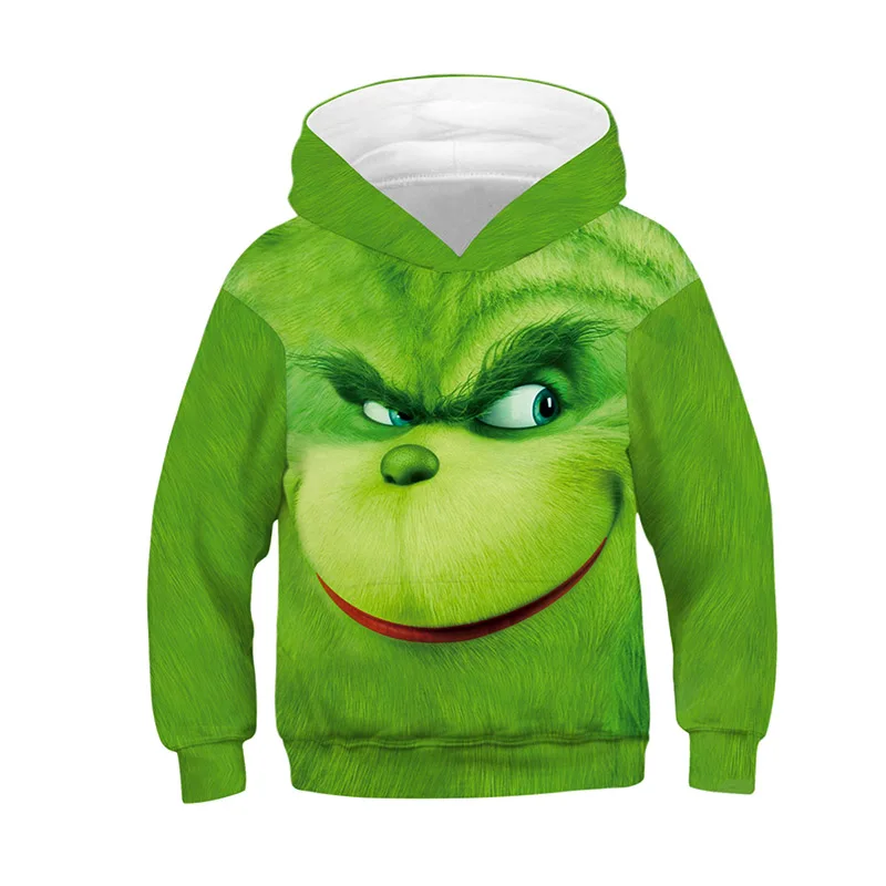3D Printed Movie Grinch Hoodie Unisex Hooded Girls Boys Sweatshirt Kids Clothes Autumn Long Sleeve