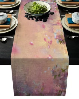 

Table Runner Modern Flower Petals Red Gray Plants Red Pattern Chirstmas Party Wedding Decor Crafts Linen Cotton Table Runner