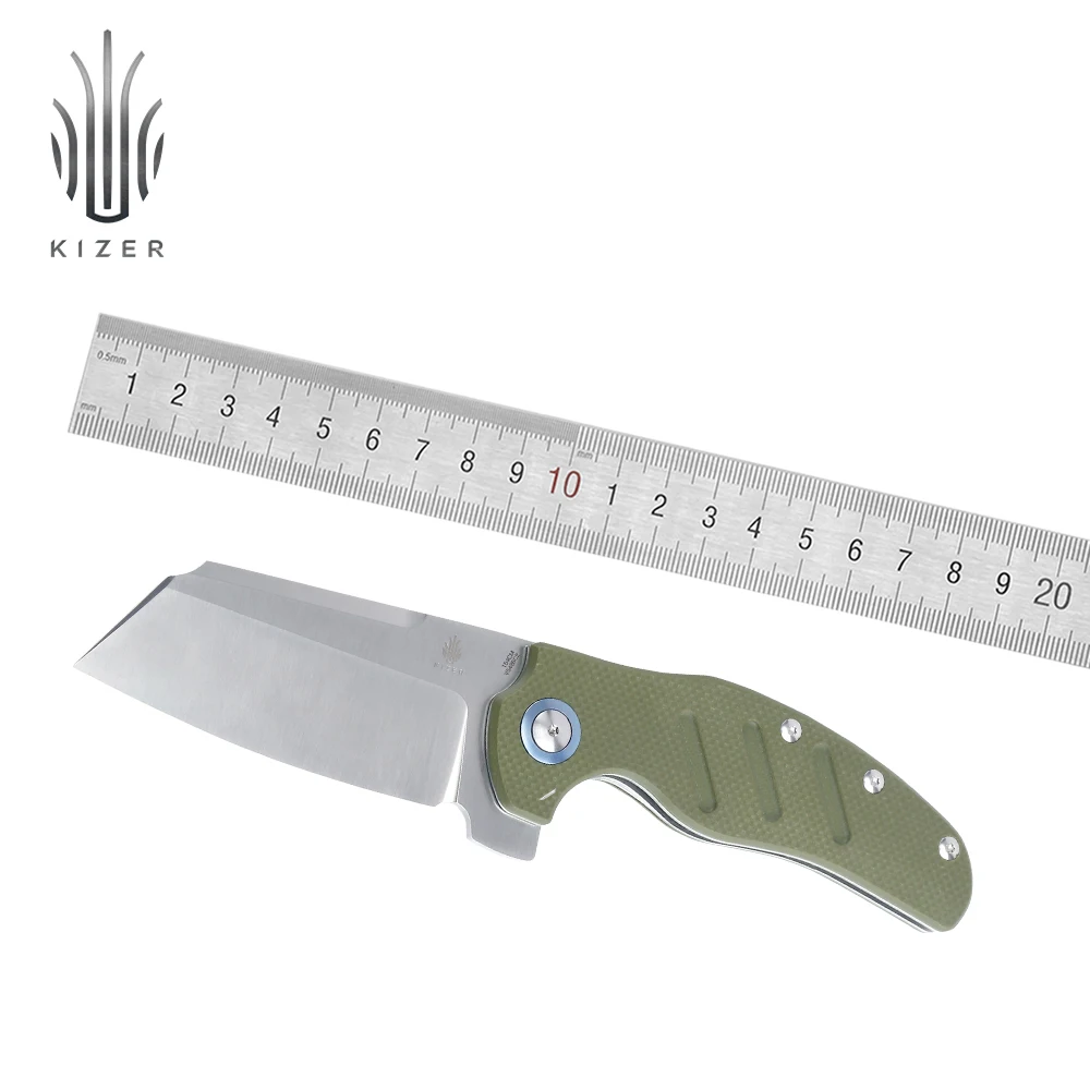Baratos Cuchillo plegable Kizer C01C XL perro oveja V5488C2 cuchillo de supervivencia nuevo 154cm cuchillo de acero g10 herramientas de mano de alta calidad