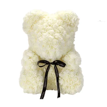 

JOYLIVE 25cm Red Rose Teddy Bear Rose Flower Valentines Day Gift Artificial Decoration Christmas Gifts