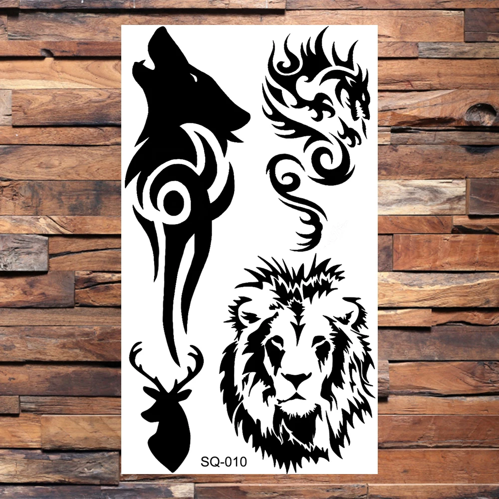 Black Scorpion Temporary Tattoos For Adults Men Realistic Dragon Wolf Tiger Thorns Fake Tattoo Sticker Hand Leg Tatoos Creative 3