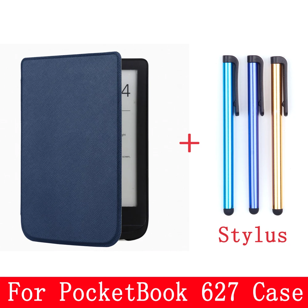 Для Pocketbook 627 чехол защитный чехол для планшета Pocketbook 627 чехол для электронной книги Нескользящая оболочка с сенсорным стилусом - Цвет: drak blue