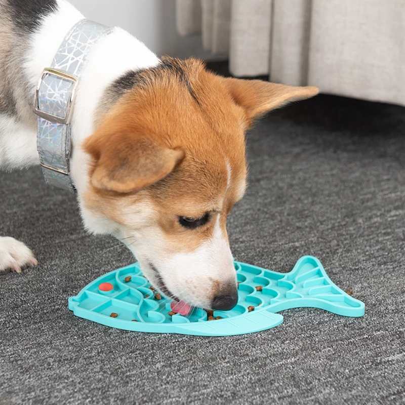 Newly Dog Cat Slow Feeder Mat Pet Slowing Eating Trainer Fish shaped