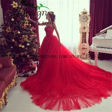 vestido de noche милые красные свадебные платья длинный шлейф элегантный индивидуальный халат De Soiree свадебное платье vestido de Novia