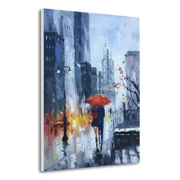 

Hand Painted Oil Painting Modern Abstract Empire State Building Canvas Art for Living Room Bedroom Home Decor Romantic Gifts