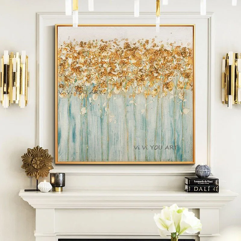 

Hand painting Gold oil painting Wall Art Picture Hand Painted Modern Abstract Oil Painting On Canvas For Living Room Home Decora