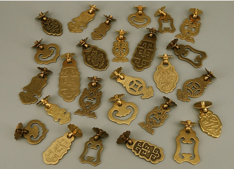 Description Picture 3 of item1PC Chinese Retro Drawer Pull Closet Door Handle Ancient Furniture Door Classical Wardrobe Cabinet Brass knobs