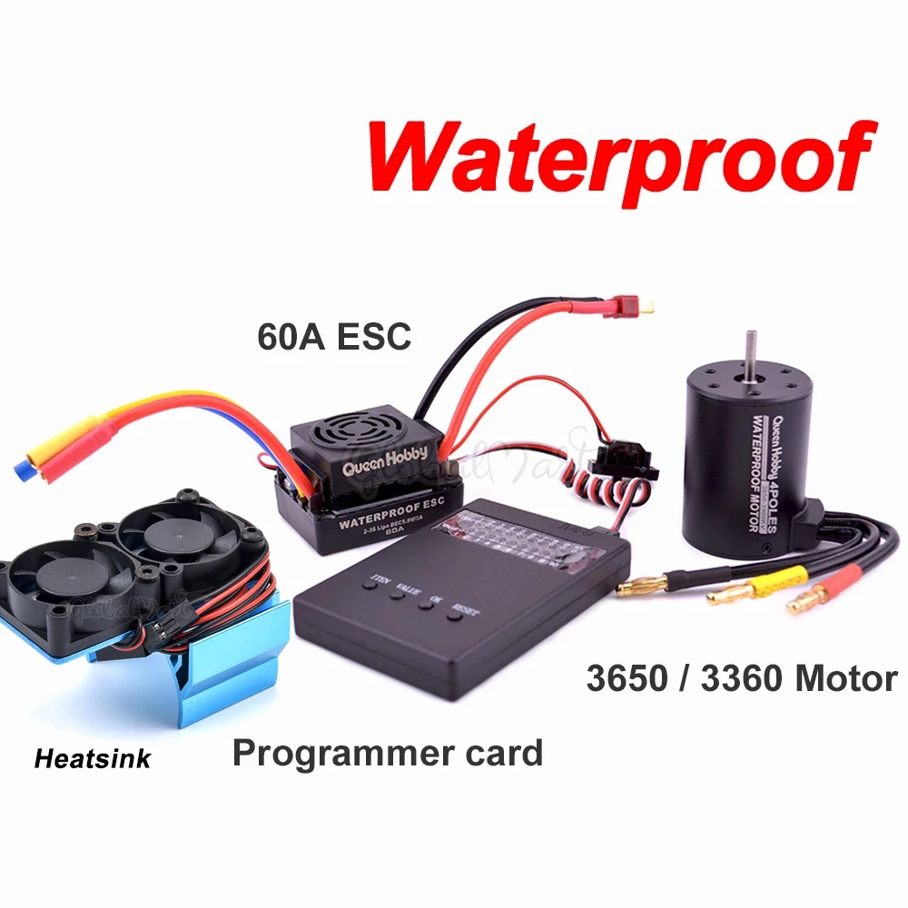 Waterproof 3650 3900KV Brushless Motor+60A ESC Combo Set For 1/10 RC