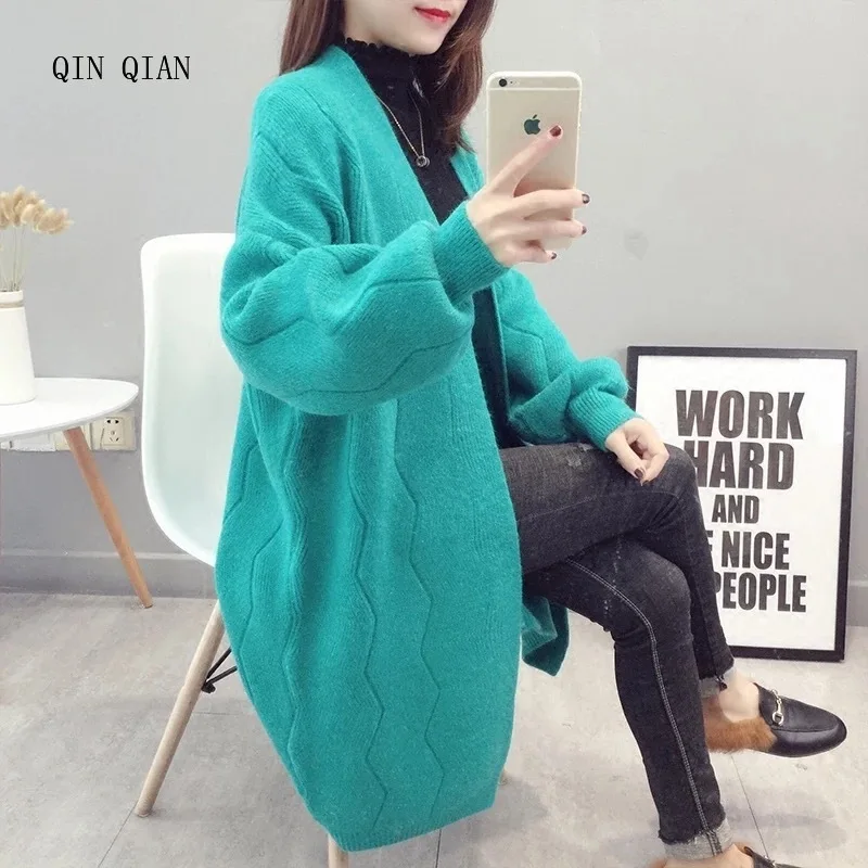 

Women Long Cardigans for Autumn Winter Warm Oversized Cardigans Poncho Korean Knit Jacket sueter mujer invierno 2018 COat