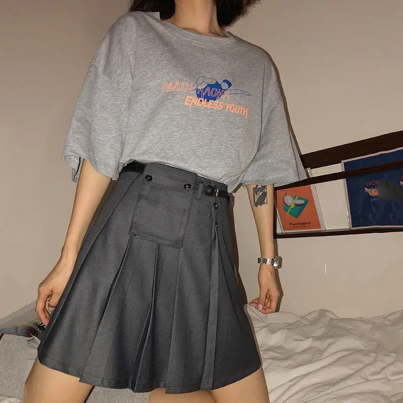 harajuku vintage aesthetic gothic graphic punk clothes shirts clothes top Women's t-shirts korean cotton Black Oversize Tops