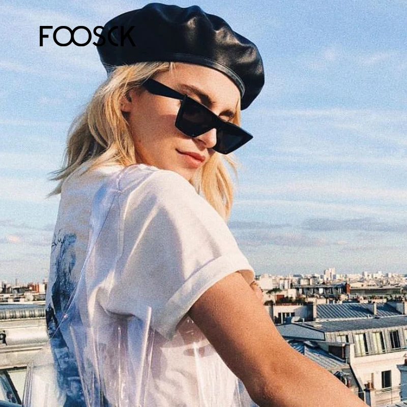 Женские очки в форме кошачий глаз FOOSCK солнцезащитные с синими и красными линзами