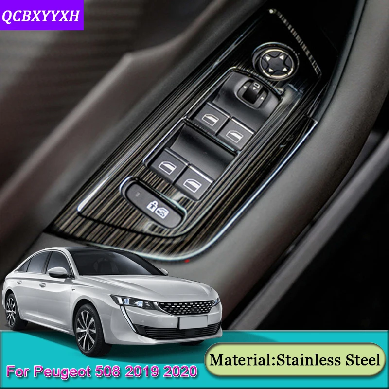 

Car Styling Interior Door Window Lift Switch Panel Cover Frame Cover Internal Stickers Car Accessories For Peugeot 508 2019 2020