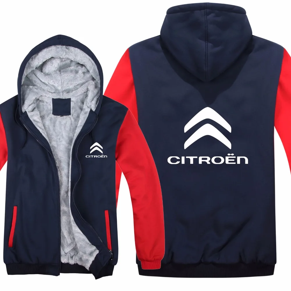 Citroen толстовки Мужская куртка зимняя высококачественная мужская повседневная шерстяная подкладка флис Citroen свитера с логотипами Толстовка