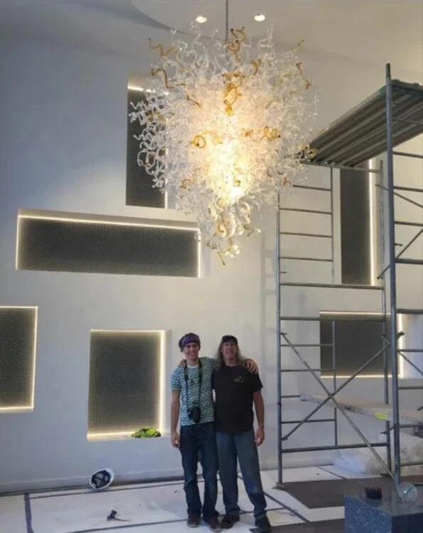 Candelabro de vidrio soplado para sala de estar, dormitorio, cocina