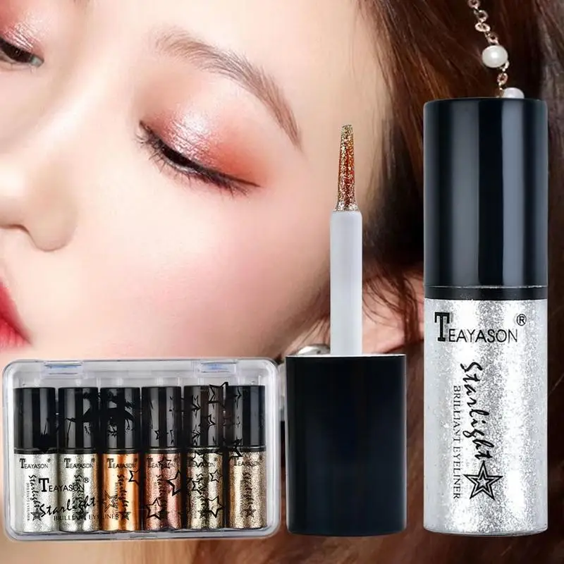 6pcs Set Professional Makeup Silver Rose Gold Color Liquid Glitter Eyeliner New Shiny Eye Liners for Women Eye Pigment 6pcs Set Professional Makeup Silver Rose Gold Color Liquid Glitter Eyeliner New Shiny Eye Liners for Women Eye Pigment