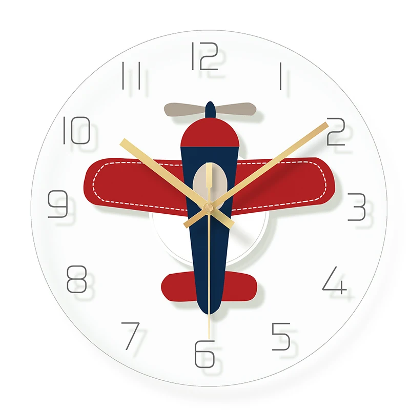 

Cute Cartoon Children Wall Clock Nordic Airplane Modern Minimalist Creative Clock Quiet Living Room Wall Clock for Children W672