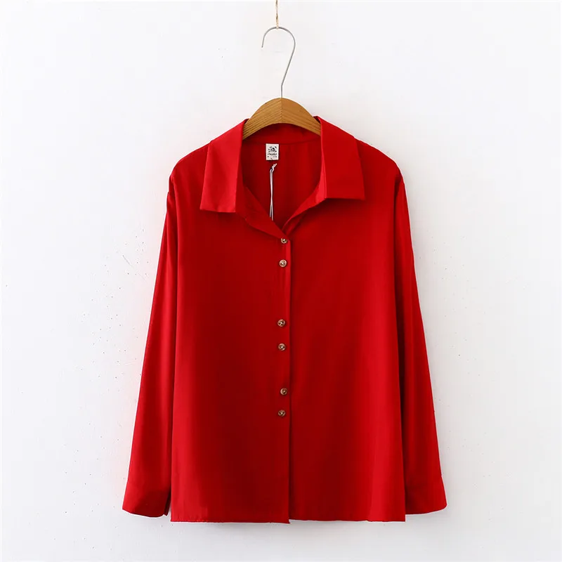 Новинка лета 2020 Женские однотонные белые рубашки осенняя винтажная рубашка с
