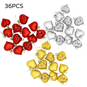 

36pcs Christmas Tree Heart Shape Pendant Hanging Home Party Ornament Decor Wedding Valentine's Day Props Decoration