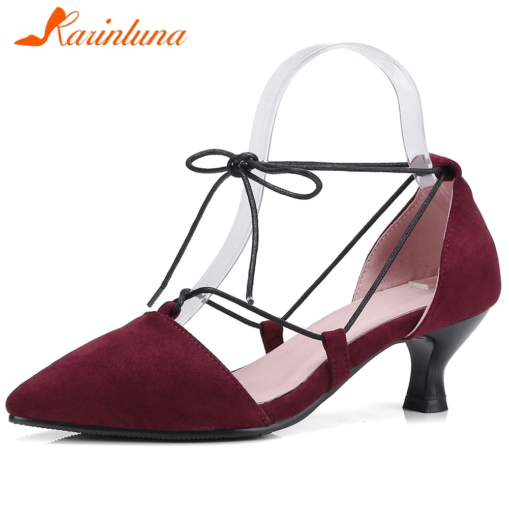 

Karinluna New Fashion Strange Style Dropship Pointed Toe Concise Pumps Woman Shoes Lace-Up Summer Shoes Women Pumps Female