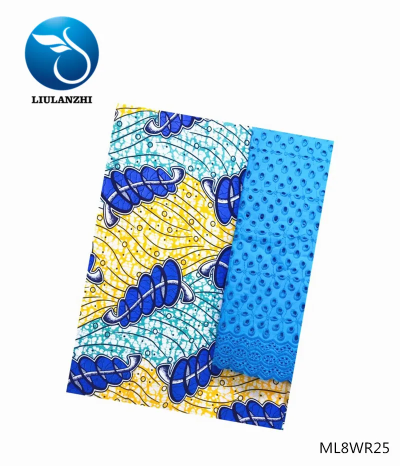 LIULANZHI(3+ 2,5 ярдов) хлопковые африканские материалы оптом последние Анкара настоящий воск и вуаль кружево ткань для одежды ML8WR01-ML8WR29