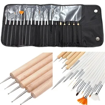 YZWLE 20Pcs/Pack Nail Art Decorations Brush Set Tools Professional Painting Pen for False Nail Tips UV Nail Gel Polish 41