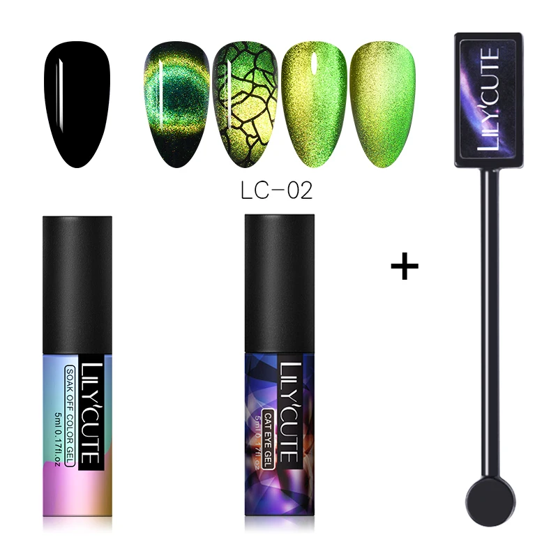 3pcs 2 LILYCUTE 9D кошачий глаз Хамелеон для использования с магнитом Гель-лак для ногтей Auroras Nails кошачий глаз Длительное замачивание уф гель для ногтей Гель-лак - Цвет: 3pcs 2