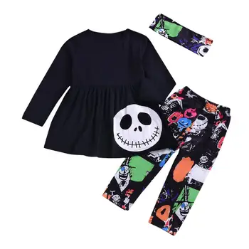 

Baby Girl Clothing Bodysuit Long Sleeve Tops Pants Headband Halloween Outfit Set Cotton 3Pcs Newborn Toddler Baby Girls