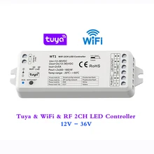 

2CH Tuya LED Controller Wifi 2.4G Wireless Smart APP Cloud Voice Converter 5A/CH For DC 12V 24V 36V CCT Signal Color Led Strip