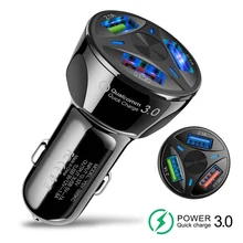 

Auto Parts Car Quick Charge 3 Ports Charger Adapter USB Fast Charging Socket For iPhone 11 12 Xiaomi Huawei Mobile Phone