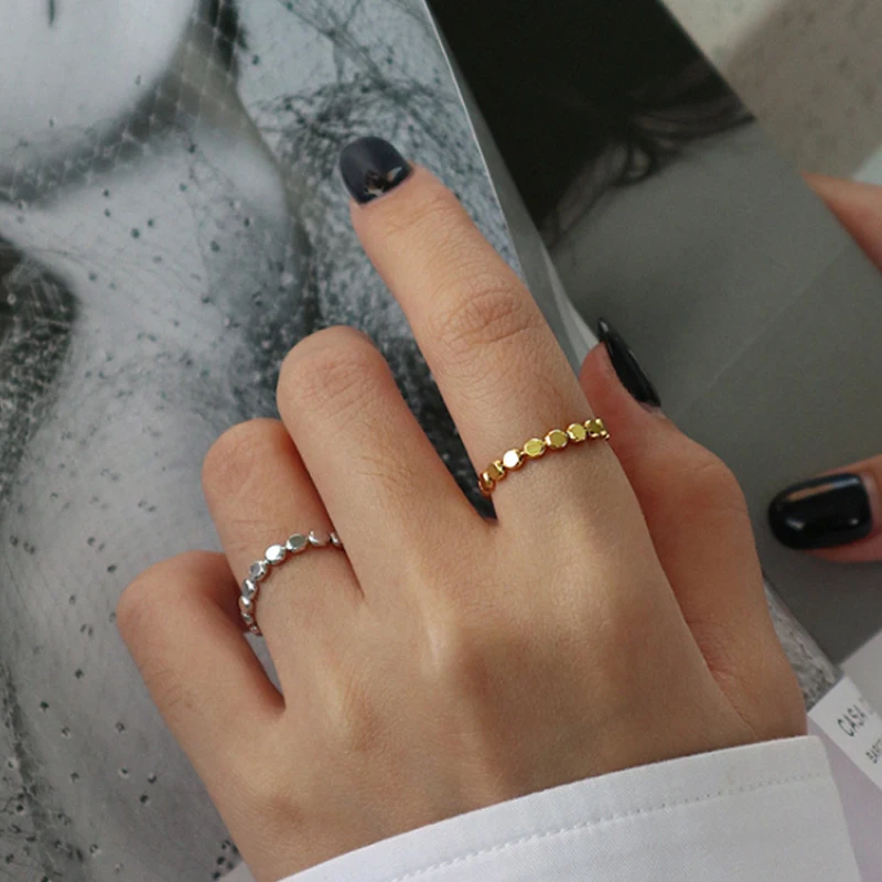 F.I.N.S Minimalist Fine Jewelry Geometric Flat Round Beads S925 Sterling Silver Ring Simple Stackable Silver Finger Ring 925 silver ring silver rings