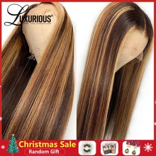 13x6 Синтетические волосы на кружеве парик 150% прямые волосы#27 микс Цвет бразильских неповреждённых волос 13x4 эффектом деграде(переход от темного к Синтетические волосы на кружеве парики из натуральных волос Выбеленные узлы