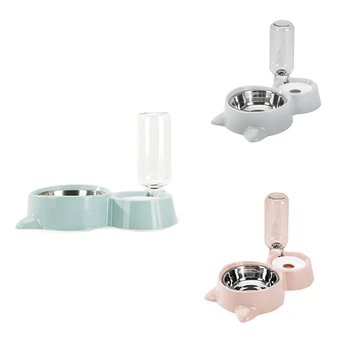 

Double Pet Bowls Dog Food Water Feeder Stainless Steel Pet Drinking Dish Feeder Cat Puppy Feeding Supplies