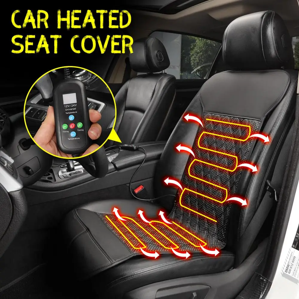 

1PC Universal Car Seat Heater 12V/24V Car Seat Cushion With Time Temperature Controller Heated Seat Covers Car Seat Warmer
