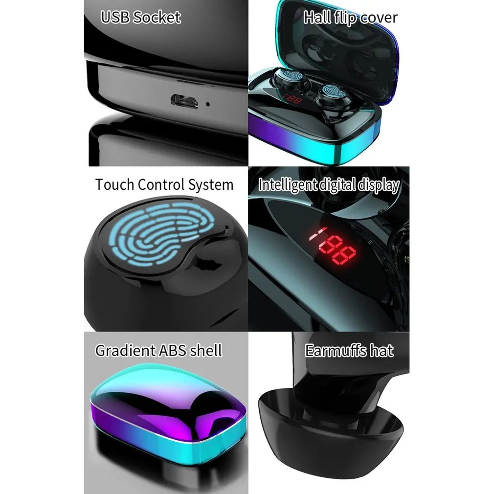 X29 TWS Bluetooth 5,0 наушники Портативный сенсорный контроль беспроводные наушники 6D стерео Бас спортивные наушники с 2000 мАч зарядная коробка