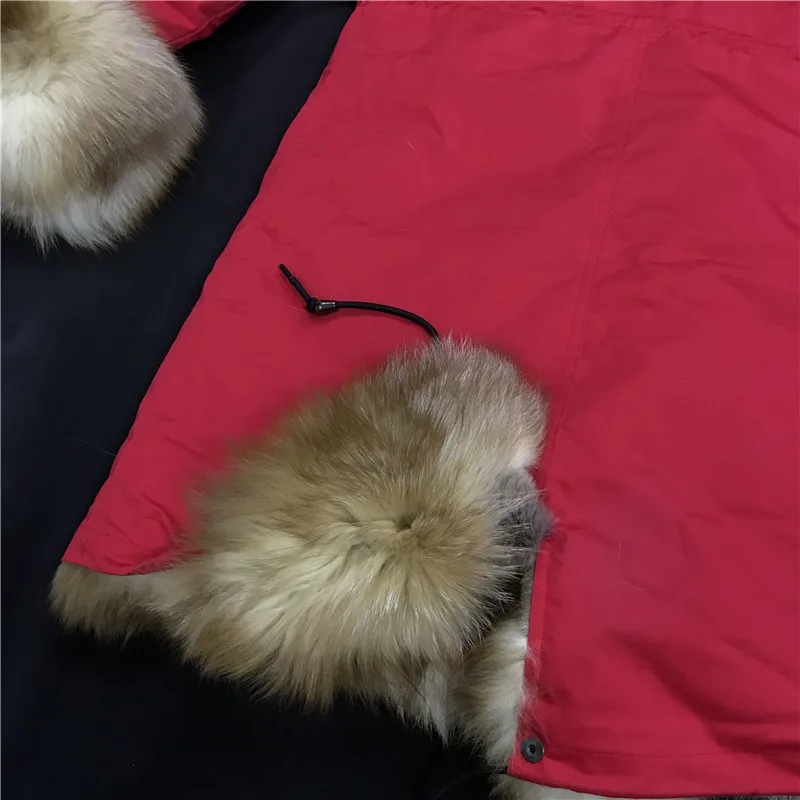 2019 новый натуральный шотландский лисий мех Красная мужская куртка большой воротник теплая парка зимнее пальто S-4XL