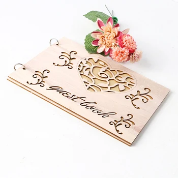 

Wedding Decoration Rustic Personalised DIY Photo Book Wedding Signaure Wooden Heart Book Wedding Guestbook Party Decor