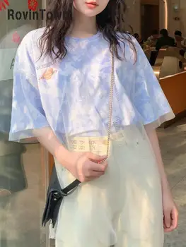 

2020 Fake Two Piece T-shirt Summer Women Casual Loose O Neck Short Sleeve Tops Mesh Lettered Print Korean Style Free Shipping