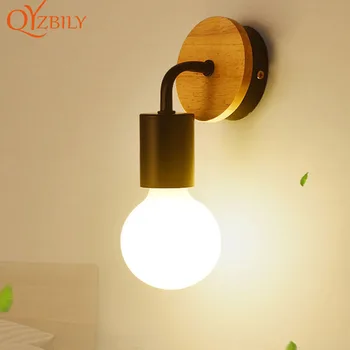 

Wall lights Wall lamp mirror bathroom bedroom Vanity light stair Plated Iron wood Living Room Industry E27Edison Indoor Bedside