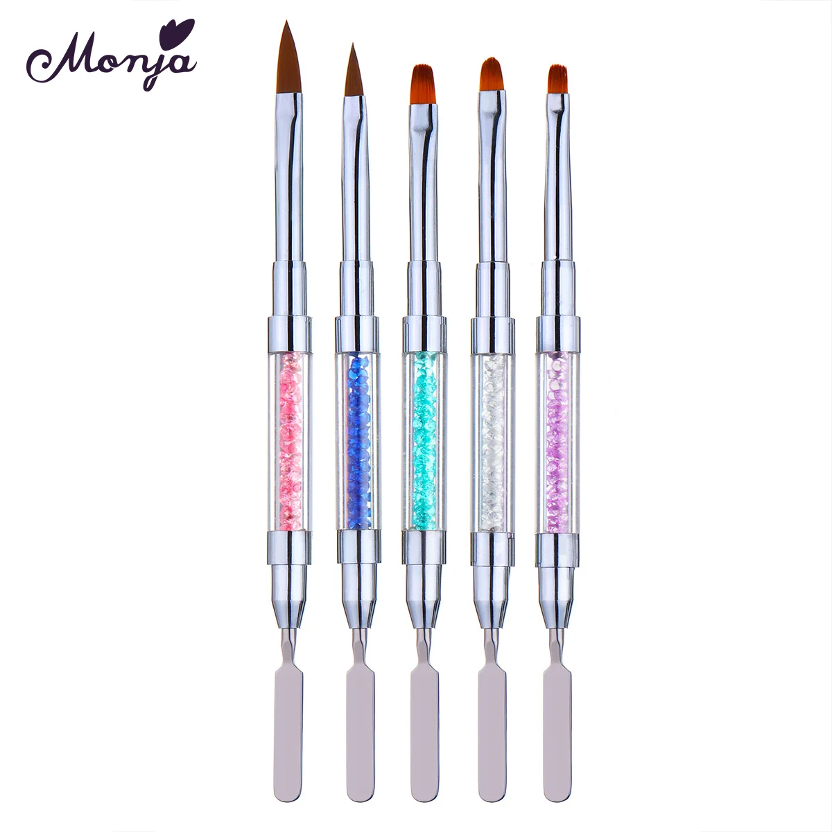 

Monja Dual Ended Nail Art Painting Brush Acrylic UV Gel Extension Builder Drawing Rhinestone Pen Nail Gel Removal Spatula Stick